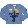 Girls Maude Sweater, Blue Menorah - Sweaters - 1 - thumbnail