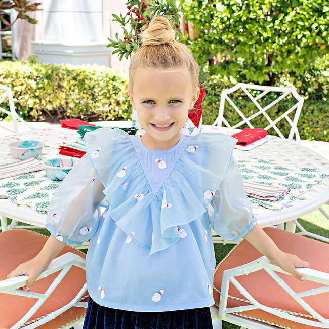 Girls Organza Raphaela Top, Winter Santa - Shirts - 2