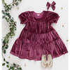 Girls Velour Elizabeth Dress, Sugarplum - Dresses - 4