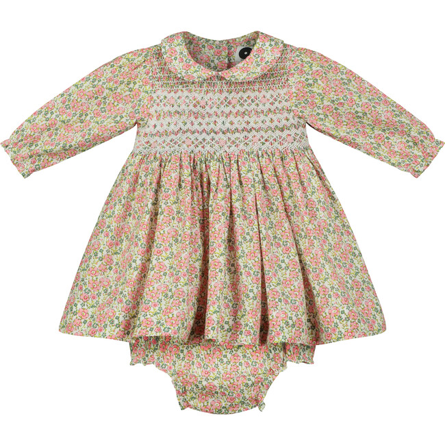 Kew Hand-Smocked Floral Baby Dress, Multicolors