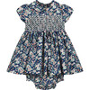 Glasgow Hand-Smocked Floral Baby Dress, Navy - Dresses - 1 - thumbnail