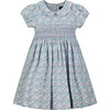 Shoreditch Hand-Smocked Floral Girls Dress, Blue - Dresses - 1 - thumbnail