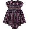 Paddington Hand-Smocked Tartan Baby Dress, Red - Dresses - 1 - thumbnail
