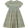 Mallow Hand-Smocked Liberty Floral Print Girls Dress, Green - Dresses - 1 - thumbnail
