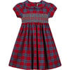 Richmond Smocked Tartan Girls Dress, Red - Dresses - 1 - thumbnail