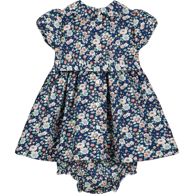 Glasgow Hand-Smocked Floral Baby Dress, Navy - Dresses - 2