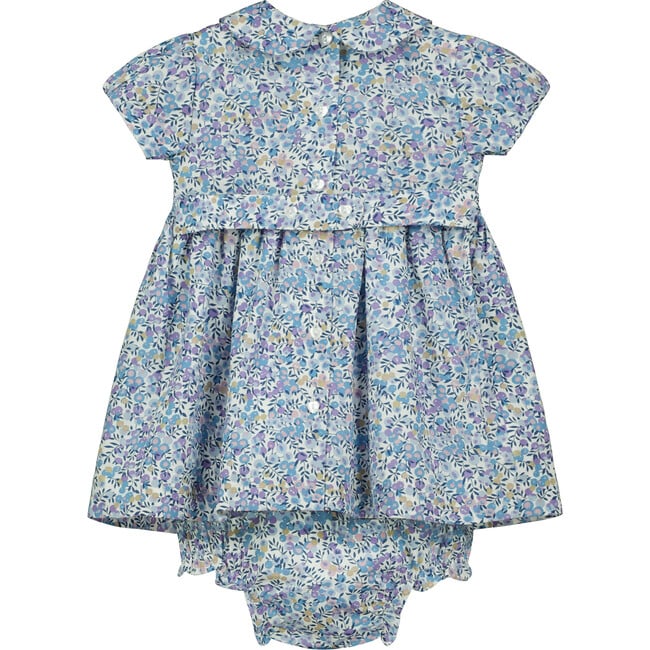 Hyacinth Hand-Smocked Liberty Floral Print Baby Dress, Navy - Dresses - 2