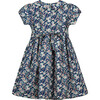Portobello Smocked Floral Girls Dress, Navy - Dresses - 2