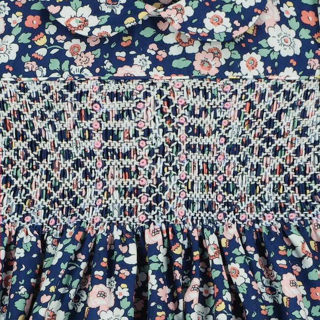 Glasgow Hand-Smocked Floral Baby Dress, Navy - Dresses - 3