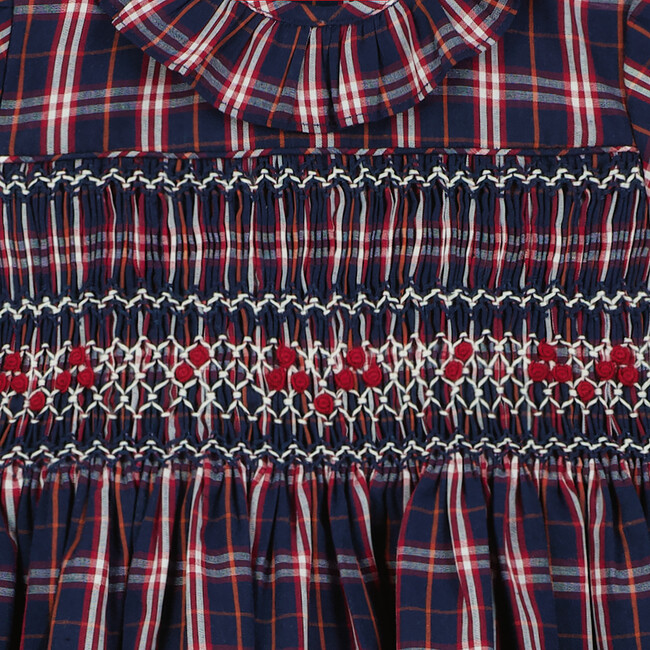 Paddington Hand-Smocked Tartan Baby Dress, Red - Dresses - 3