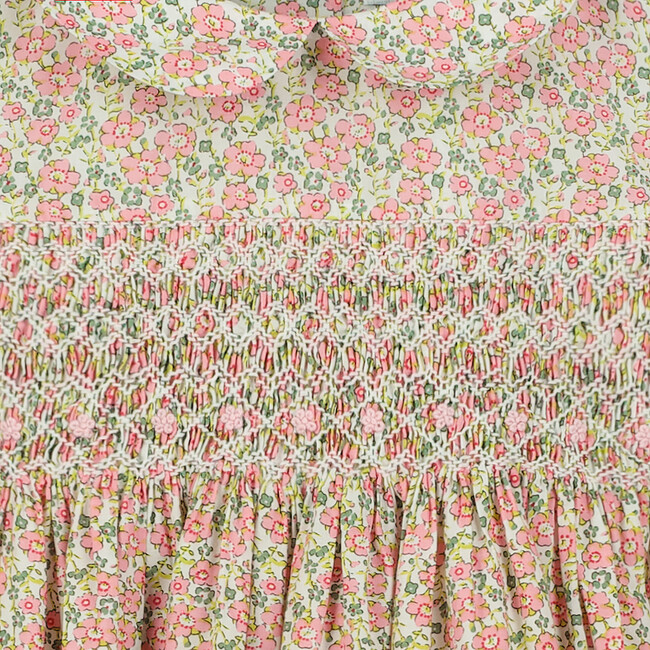 Manchester Hand-Smocked Floral Girls Dress, Multicolors - Dresses - 3