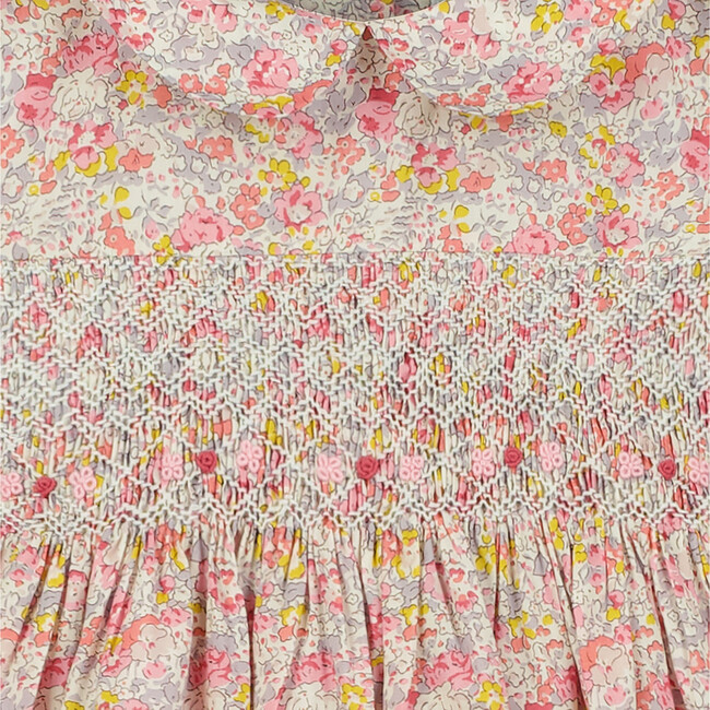 Kalmia Hand-Smocked Liberty Floral Print Girls Dress, Red - Dresses - 3