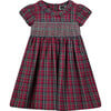 Brick Lane Smocked Tartan Girls Dress, Red - Dresses - 1 - thumbnail