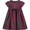 Brick Lane Smocked Tartan Girls Dress, Red - Dresses - 2