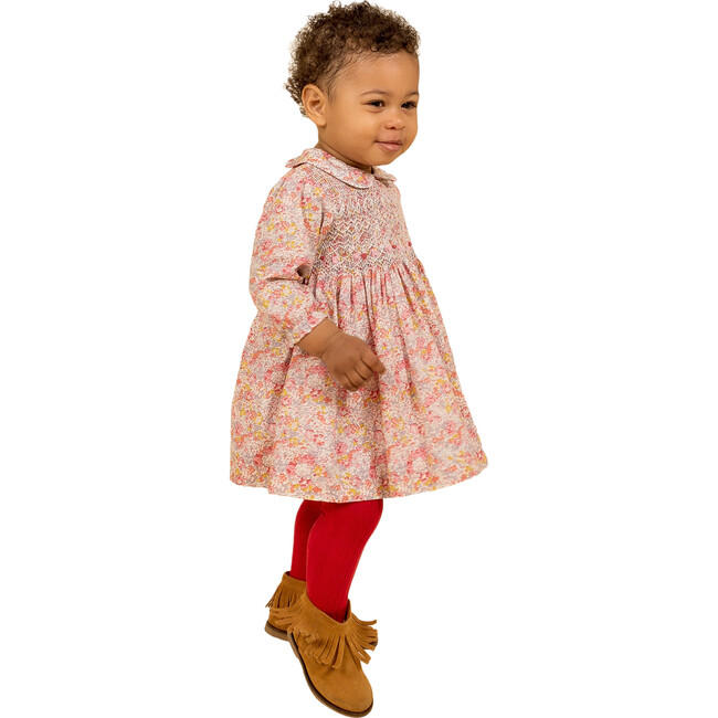 Alyssa Hand-Smocked Liberty Floral Print Baby Dress, Red - Dresses - 5