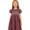 Brick Lane Smocked Tartan Girls Dress, Red - Dresses - 5