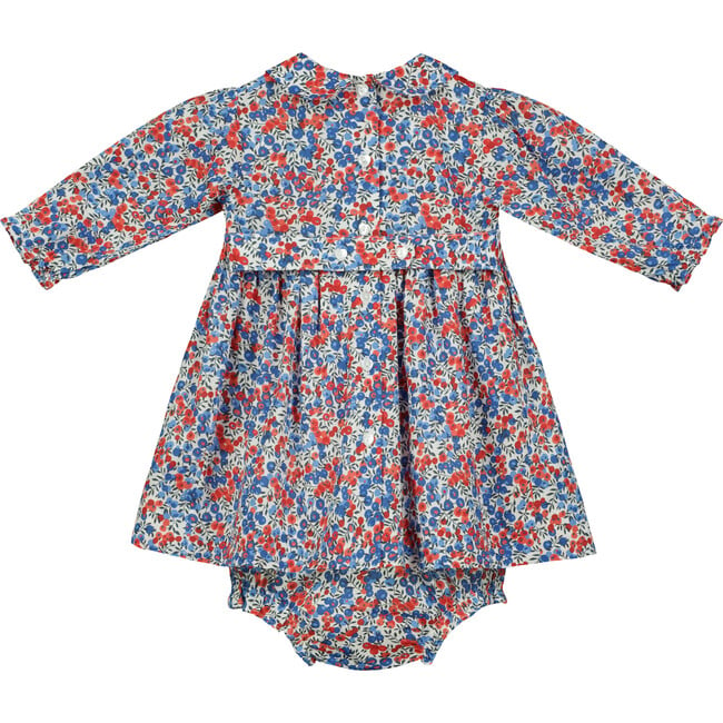 Holly Hand-Smocked Liberty Floral Print Baby Dress, Navy & Red - Dresses - 4