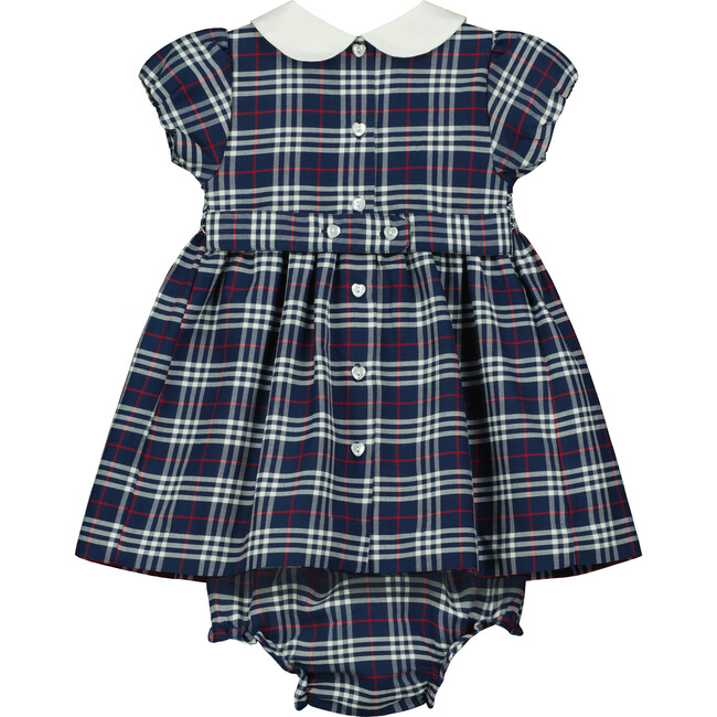 Liverpool Hand-Smocked Tartan Baby Dress, Navy & White - Dresses - 4