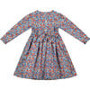 London Hand-Smocked Liberty Floral Print Girls Dress, Navy & Blue - Dresses - 4