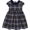 Raisin Velvet Ruffle Collar Tartan Dress, Blue - Dresses - 1 - thumbnail