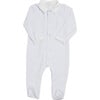 Velour Embroidered Collar Buttoned Babygrow, Light Blue - Onesies - 1 - thumbnail