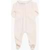 Velour Scalloped Peter Pan Collar Babygrow, Light Pink - Onesies - 2