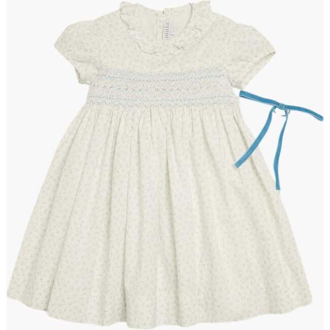 Moohren Mini Floral Print Smock Dress, Dusty Blue - Dresses - 3