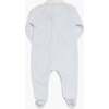 Velour Embroidered Collar Buttoned Babygrow, Light Blue - Onesies - 2