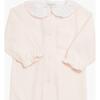 Velour Scalloped Peter Pan Collar Babygrow, Light Pink - Onesies - 3