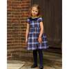 Raisin Velvet Ruffle Collar Tartan Dress, Blue - Dresses - 2