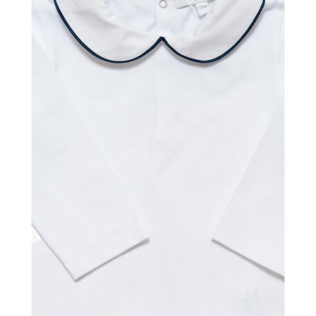 Mayfair Long Sleeve Piped Peter Pan Collar Body, White & Navy - Onesies - 2