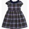 Raisin Velvet Ruffle Collar Tartan Dress, Blue - Dresses - 3