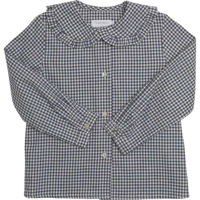 Gaya Vichy Peter Pan Collar Blouse, Blue - Blouses - 1