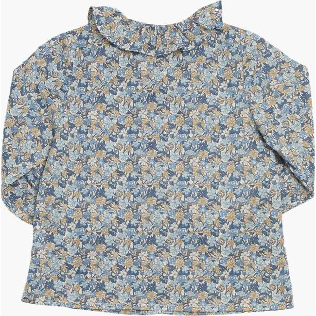 Amelia Isla Rose Liberty Print Ruffle Collar Blouse, Blue - Blouses - 2