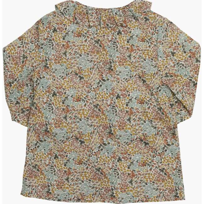 Amelia Floral Print Ruffle Collar Blouse, Multicolors - Blouses - 3