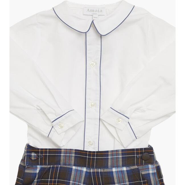 Buster Peter Pan Collar Shirt & Tartan Short Suit, Blue & White - Mixed Apparel Set - 3