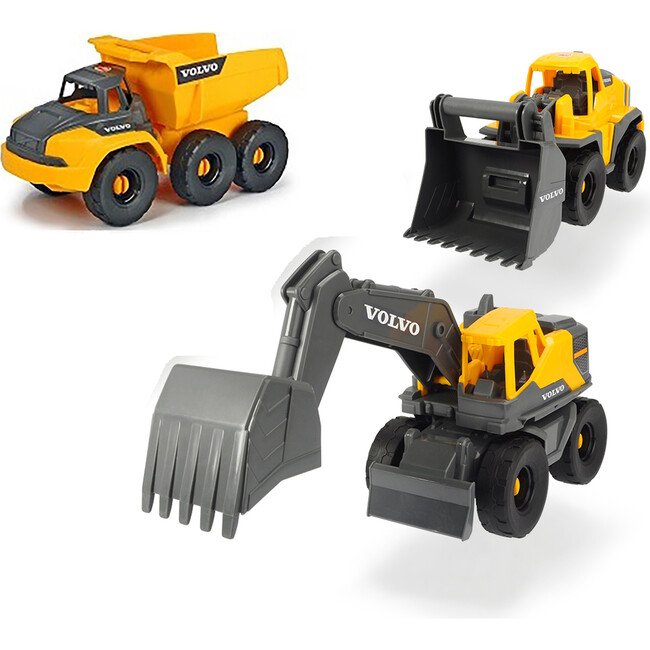 Dickie Toys - 10 Inch Volvo Construction Toy Truck, 3 Pack