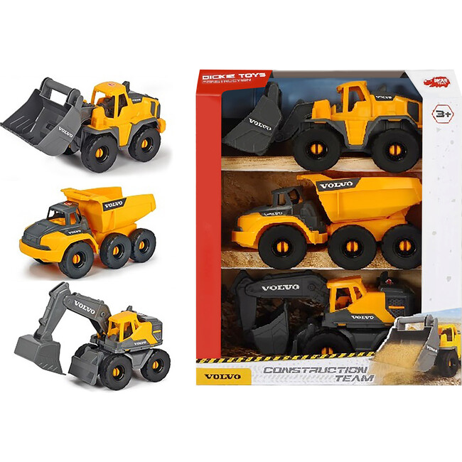 Dickie Toys - 10 Inch Volvo Construction Toy Truck, 3 Pack - Transportation - 3