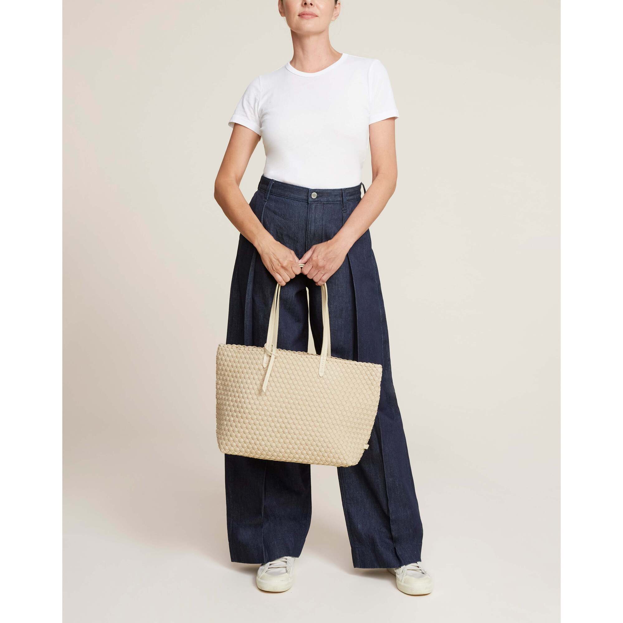 Women's Jetsetter Small Handwoven Tote, Ecru - OS - NAGHEDI