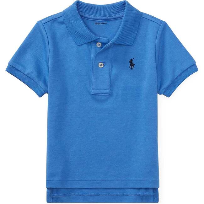 Cotton Mesh Polo, Blue - Polo Shirts - 1