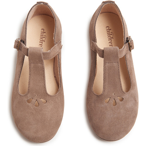 Suede Spectator T-band Shoes, Taupe - T-Straps - 2