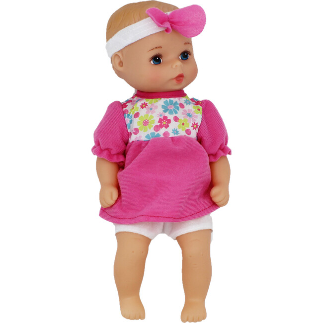 Goldberger Doll Baby's First 11" Classic Softina with Pink & Foral Jumper & Headband - Dolls - 2