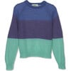 Tri-Color Ribbed Cuff & Hem Pullover, Periwinkle Combo - Cardigans - 1 - thumbnail