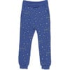 Stars Print Drawstring Waist Ribbed Cuff Sweatpants, Indigo - Sweatpants - 1 - thumbnail