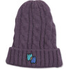Ww Applique Rib Knit Beanie, Purple - Hats - 1 - thumbnail