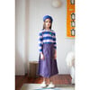 Striped Print Crew Neck Long Sleeve Tee, Indigo - T-Shirts - 2