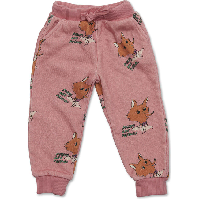 Baby Fox Print Drawstring Waist Sweatpants, Punch