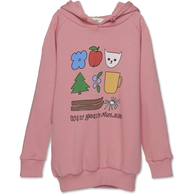 Objects Print Ribbed Cuff & Hem Hoodie, Punch - Sweatpants - 1