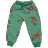 Baby Kelly Fox Print Drawstring Waist Ribbed Cuff Sweatpants, Green - Sweatpants - 1 - thumbnail