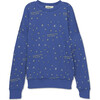 Starry Print Ribbed Neck & Cuff Sweatshirt, Indigo - Sweatpants - 1 - thumbnail